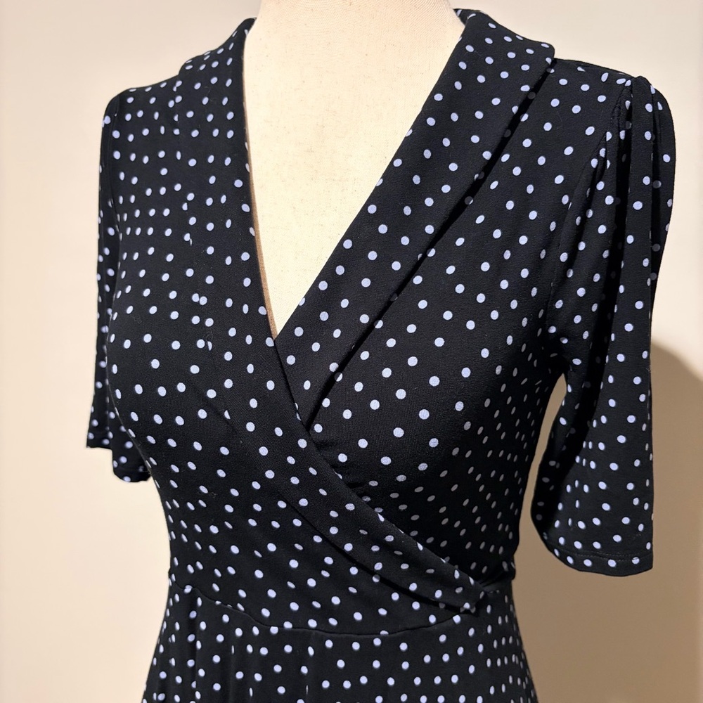 Boden Fixed Wrap Jersey Dress Scattered Polka dot - Picture 7 of 10